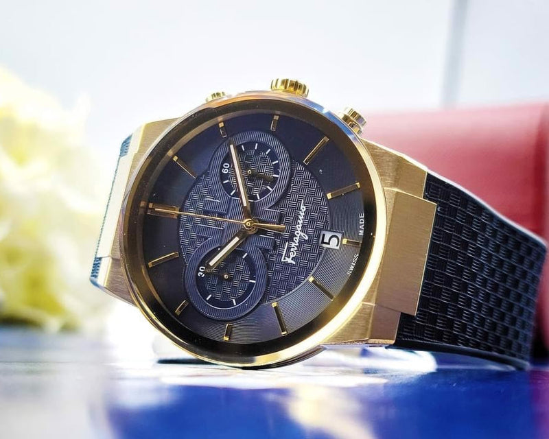Salvatore Ferragamo Sapphire Chrono Blue Dial Blue Silicone Strap Watch for Men - SFME00221 Buy Now By Salvatore Ferragamo