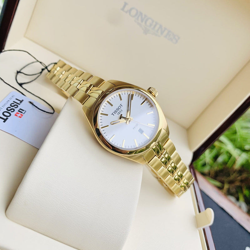 Tissot T Classic PR 100 Lady White Dial Gold Steel Strap Watch for Women - T101.210.33.031.00 Buy Now By Tissot