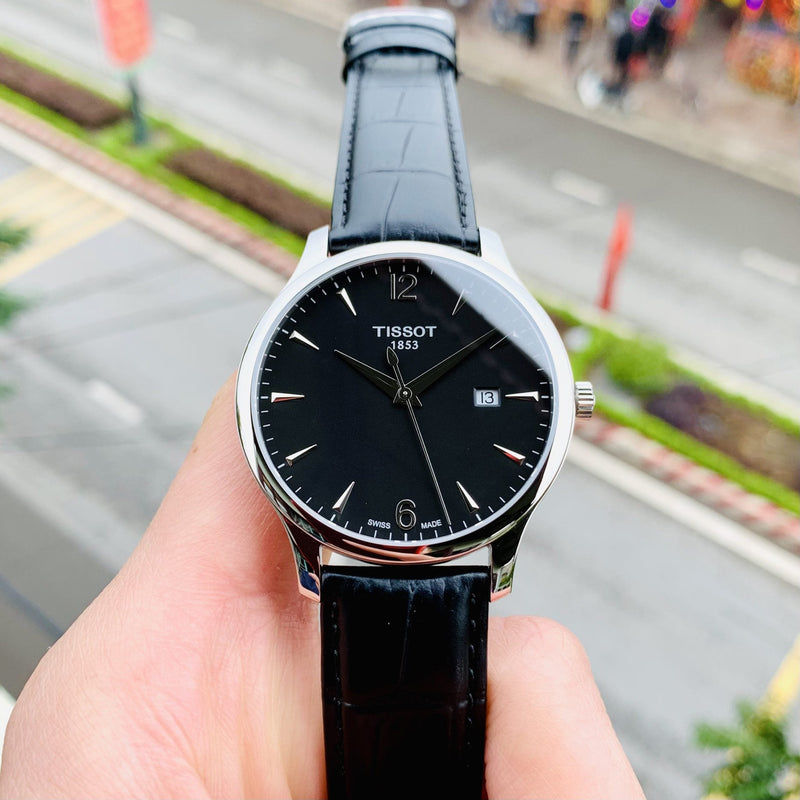 Tissot T Classic Tradition Black Dial Black Leather Strap Watch For Men - T063.610.16.057.00 Buy Now By Tissot