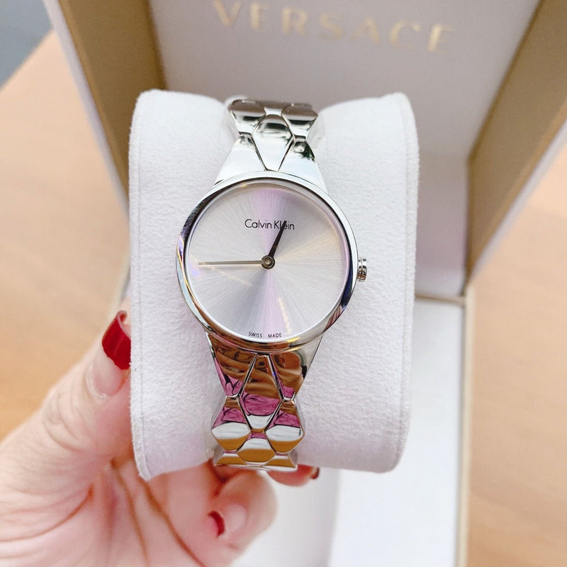 Calvin Klein Snake Silver Dial Silver Steel Strap Watch For Women - K6E23146 Buy Now By Calvin Klein