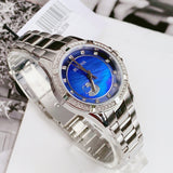 Bulova Crystal Collection Blue Mother of Pearl Dial Silver Steel Strap Watch for Women - 96L238 Buy Now By Bulova
