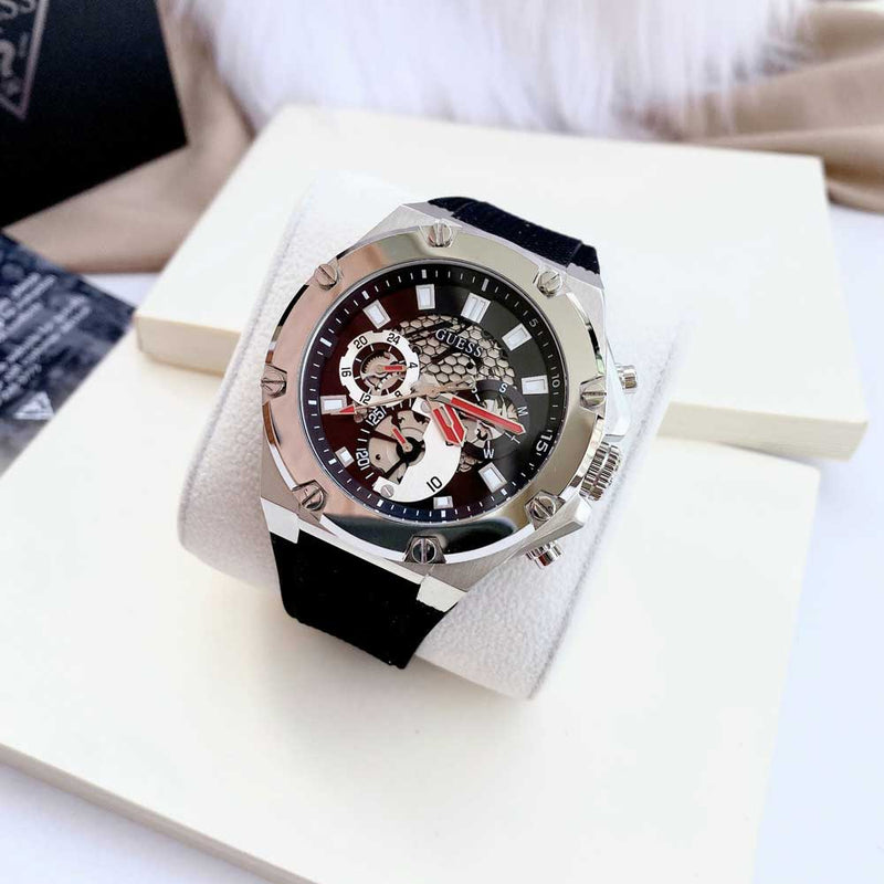 Guess Third Grear Multi Function Black Dial Black Rubber Strap Watch for Men- GW0334G1 Buy Now By Guess