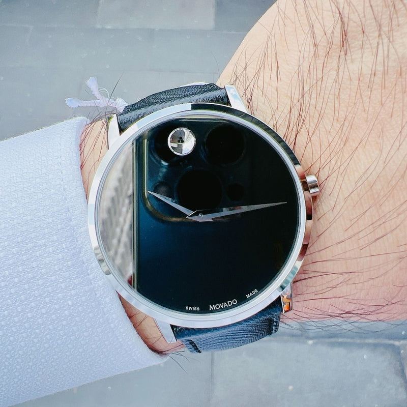 Movado Museum Classic Black Dial Black Leather Strap Watch for Men - 0607194 Buy Now By Movado