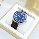 Versace Hellenyium GMT Blue Dial Brown Leather Strap Watch for Men - V11080017 Buy Now By Versace