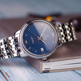 Shop Omega De Ville Prestige Co-Axial Orbis Blue Dial Silver Steel Strap Watch for Men - 424.10.40.20.03.001 in USA