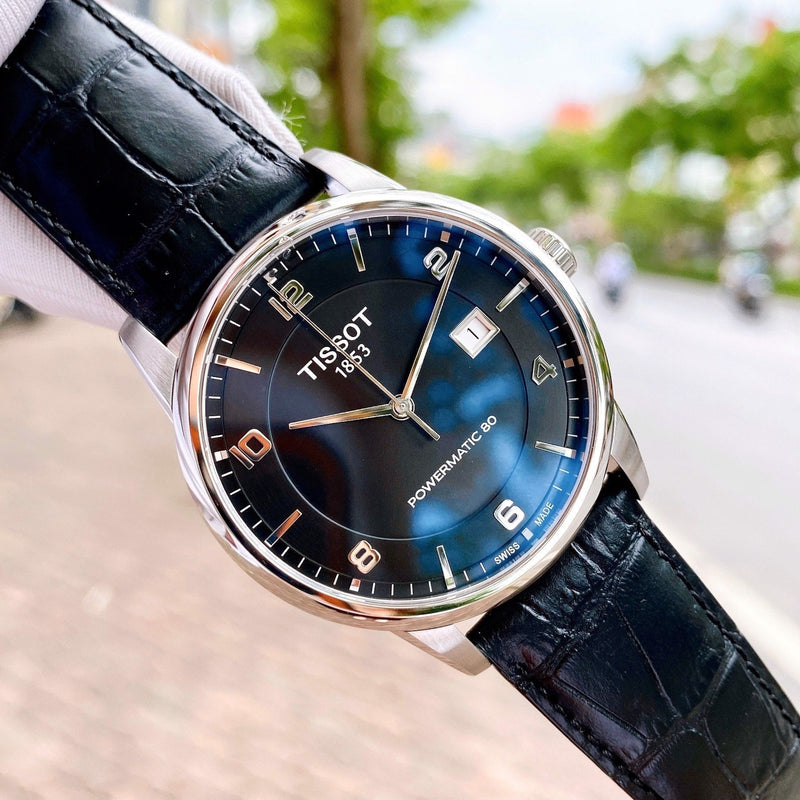 Tissot Luxury Powermatic 80 Black Dial Black Leather Strap Watch For Men - T086.407.16.057.00 Buy Now By Tissot
