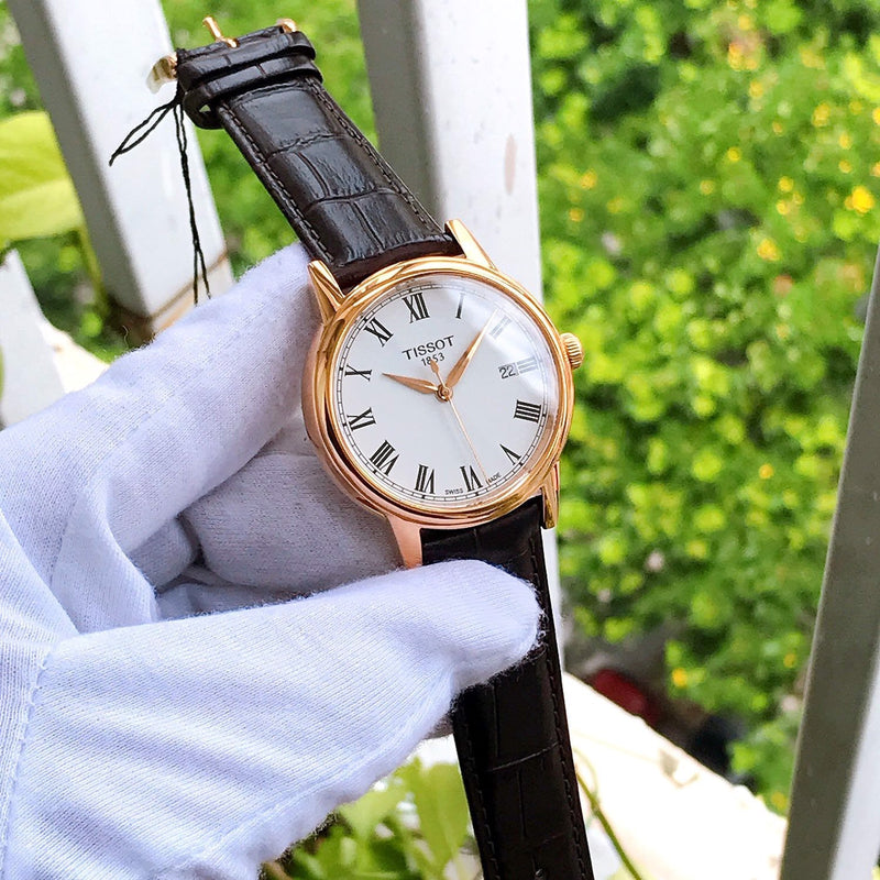 Shop Tissot T Classic Carson White Dial Brown Leather Strap Watch For Men - T085.410.36.013.00 in USA