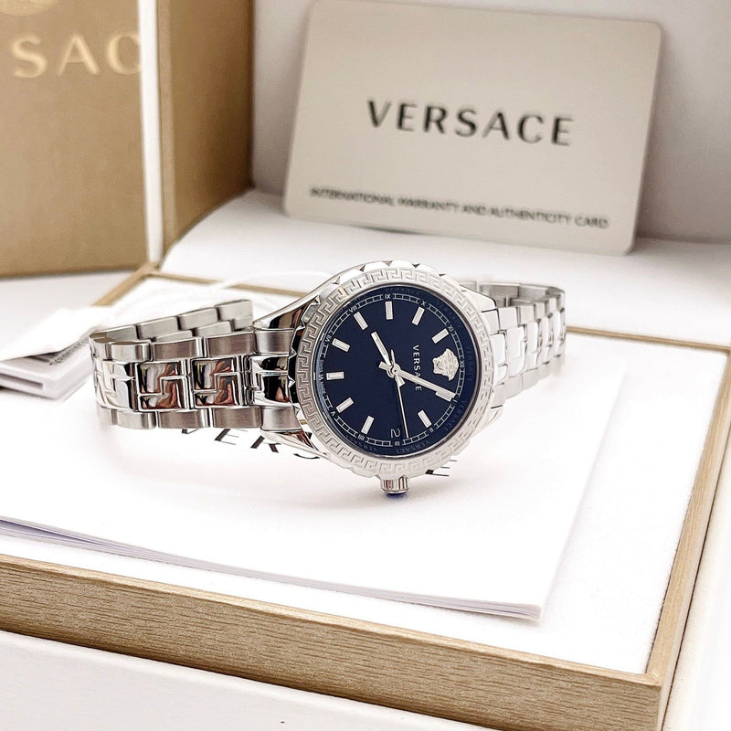 Versace Hellenyium Black Dial Silver Steel Strap Watch for Women - V12020015 Buy Now By Versace