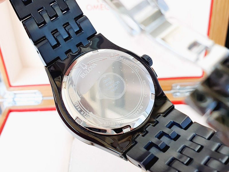 Bulova Crystal Collection Phantom Black Dial Black Steel Strap Watch for Men - 98A240 Buy Now By Bulova