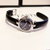 Shop Gucci Diamantissima Quartz Diamonds Black Dial Black Leather Strap Watch for Women - YA141506 in USA