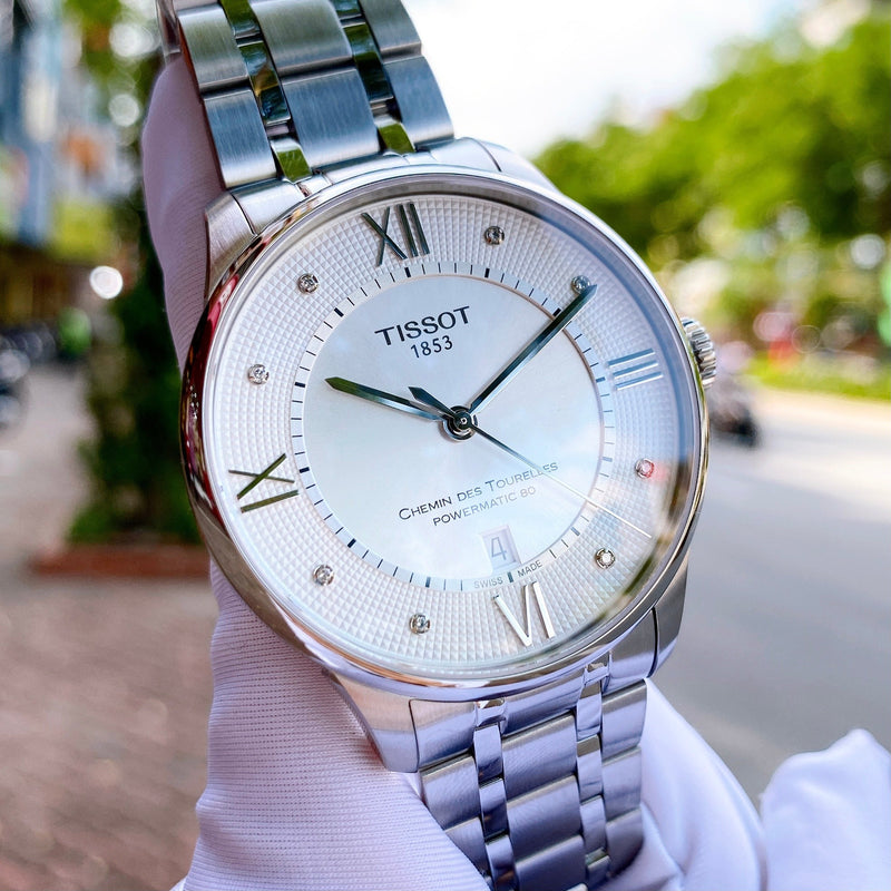 Tissot Chemin Des Tourelles Powermatic 80 Diamonds Silver Dial Silver Steel Strap Watch for Men - T099.407.11.033.00 Buy Now By Tissot
