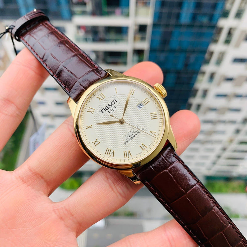 Tissot Le Locle Powermatic 80 Gold Dial Brown Leather Strap Watch For Men - T006.407.36.263.00 Buy Now By Tissot