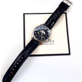 Shop Gucci G-Timeless Moonphase Black Dial Black Leather Strap Watch For Men - YA126327 in USA