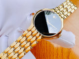 Shop Movado Veturi Black Dial Gold Steel Strap Watch for Women - 0606935 in USA