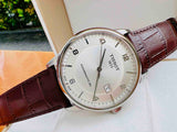 Shop Tissot Luxury Powermatic 80 Silver Dial Brown Leather Strap Watch For Men - T086.407.16.037.00 in USA