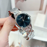 Calvin Klein Snake Black Dial Silver Steel Strap Watch For Women - K6E23141