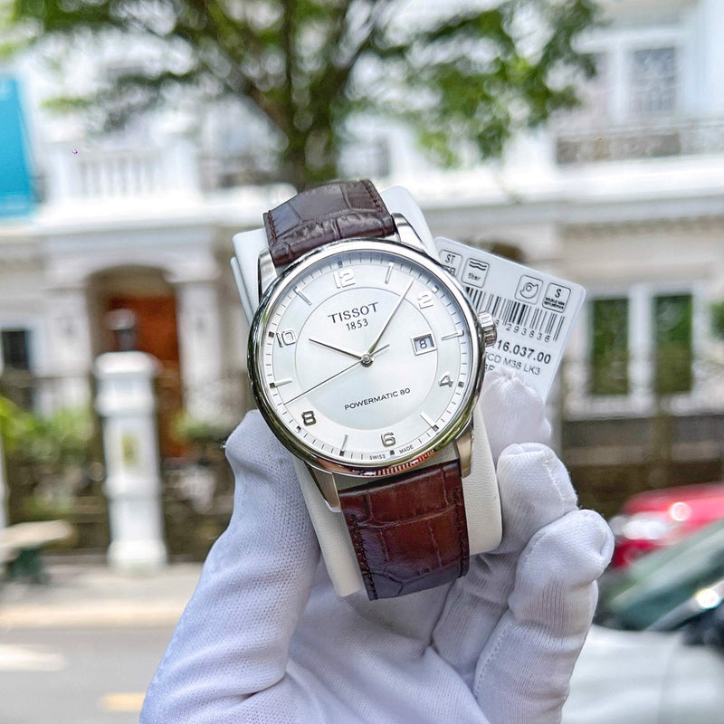 Shop Tissot Luxury Powermatic 80 Silver Dial Brown Leather Strap Watch For Men - T086.407.16.037.00 in USA