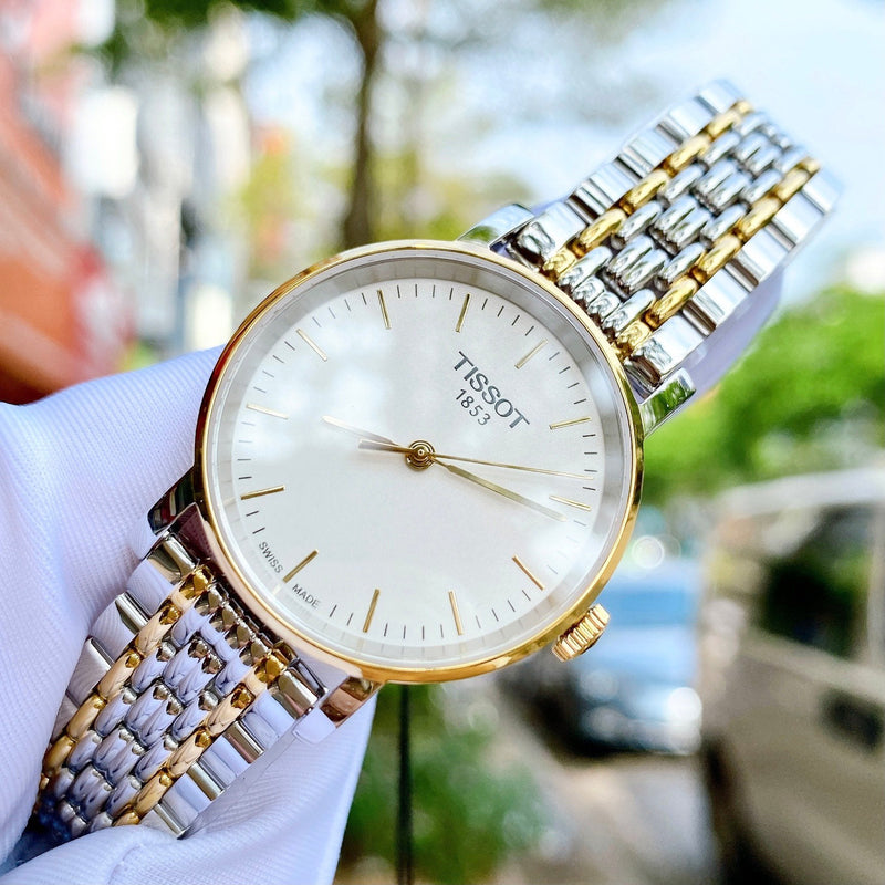 Tissot T Classic Everytime Small White Dial Two Tone Mesh Bracelet Watch For Women - T109.210.22.031.00 Buy Now By Tissot