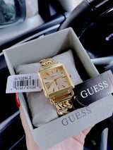 Shop Guess Vanity Gold Dial Gold Steel Strap Watch for Women - W1029L2 in USA