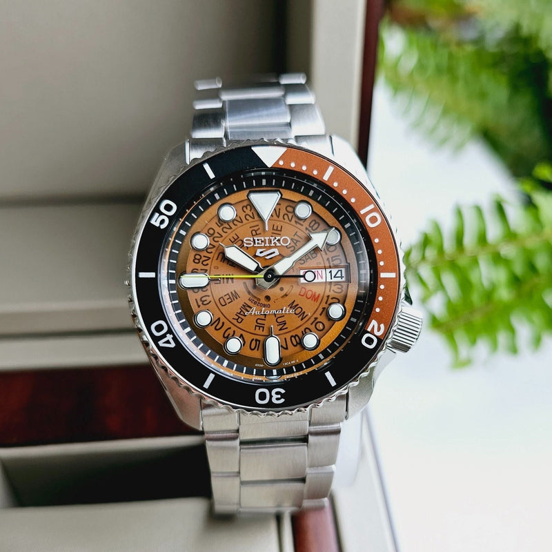 Seiko 5 Sports Sonar Special Edition Brown Dial Silver Steel Strap Watch For Men - SRPJ47K1 Buy Now By Seiko