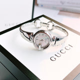 Shop Gucci Guccissima Diamonds Mother of Pearl Dial Silver Steel Strap Watch For Women - YA134303 in USA