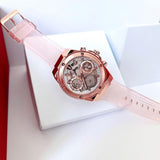 Guess Athena Rose Gold Dial Rose Gold Rubber Strap Watch for Women - GW0409L3 Buy Now By Guess