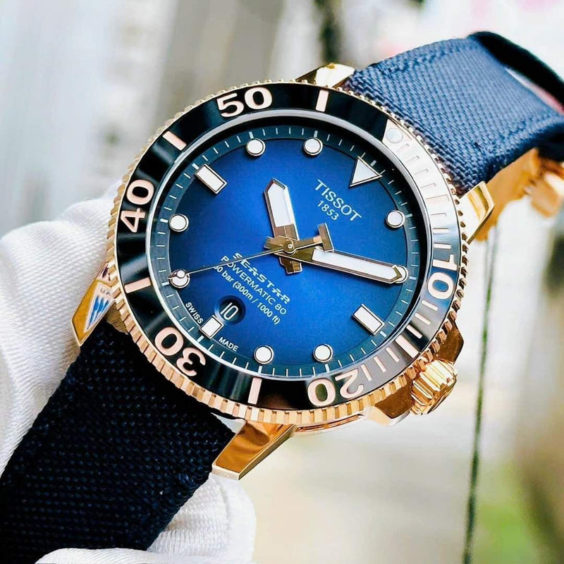Tissot Seastar 1000 Powermatic 80 Blue Dial Blue Nylon Strap Watch for Men - T120.407.37.041.00 Buy Now By Tissot