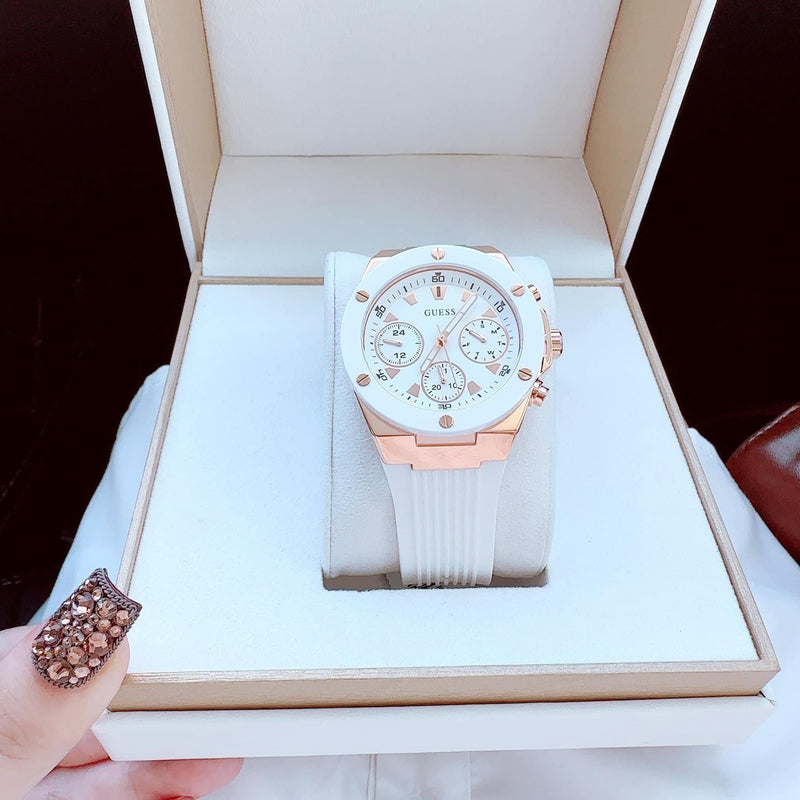 Guess Athena White Dial White Rubber Strap Watch For Women - GW0030L3 Buy Now By Guess
