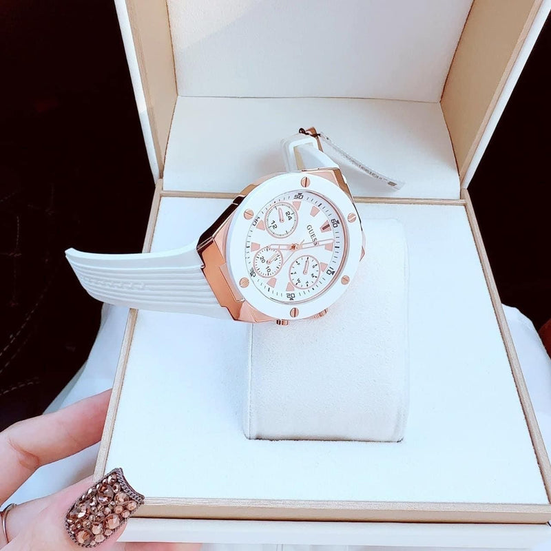 Guess Athena White Dial White Rubber Strap Watch For Women - GW0030L3 Buy Now By Guess