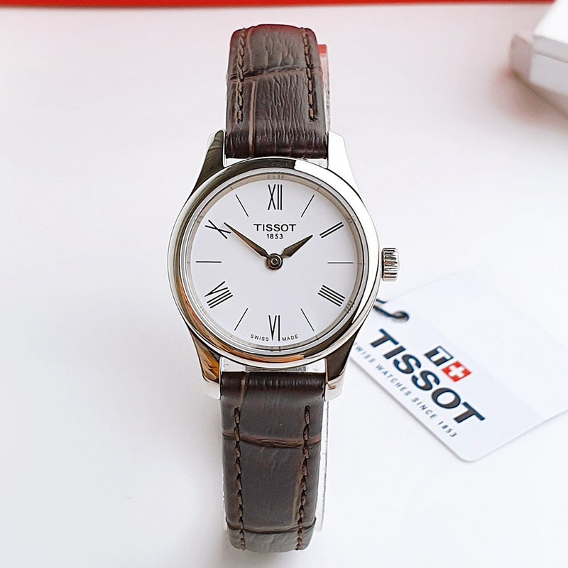 Tissot Tradition 5.5 Lady Silver Dial Brown Leather Strap Watch for Women - T063.009.16.018.00 Buy Now By Tissot