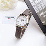 Tissot Tradition 5.5 Lady Silver Dial Brown Leather Strap Watch for Women - T063.009.16.018.00 Buy Now By Tissot