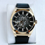 Fossil Everett Automatic Skeleton Black Dial Black Leather Strap Watch for Men - ME3208 Buy Now By Fossil