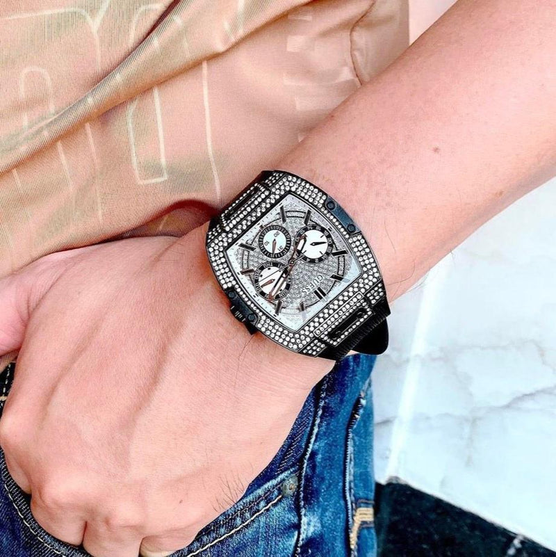 Guess Phoenix Multifunction Silver Dial Black Silicone Strap Watch For Men - GW0048G1 Buy Now By Guess