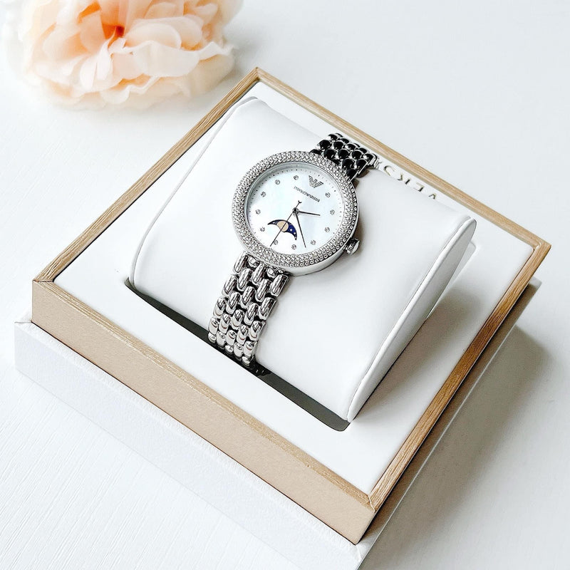 Emporio Armani Rosa Quartz Mother of Pearl Dial Silver Steel Strap Watch For Women - AR11461 Buy Now By Emporio Armani