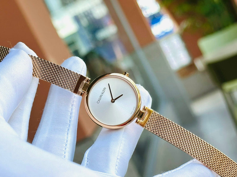 Calvin Klein Authentic Silver Dial Rose Gold Mesh Bracelet Watch for Women - K8G23626 Buy Now By Calvin Klein