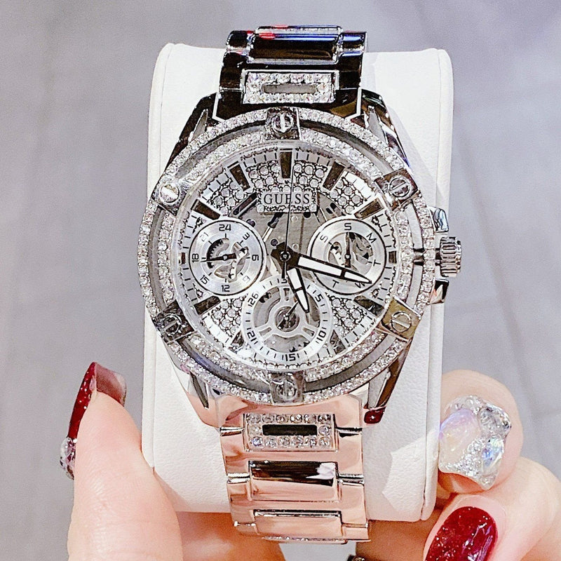 Guess Queen Quartz Silver Dial Silver Steel Strap Watch For Women - GW0464L1 Buy Now By Guess