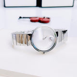 Shop Movado Edge Silver Dial Silver Steel Strap Watch for Women - 3680012 in USA