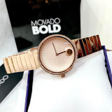 Shop Movado Edge Rose Gold Dial Rose Gold Steel Strap Watch for Women - 3680013 in USA