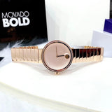 Shop Movado Edge Rose Gold Dial Rose Gold Steel Strap Watch for Women - 3680013 in USA