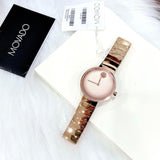 Shop Movado Edge Rose Gold Dial Rose Gold Steel Strap Watch for Women - 3680013 in USA