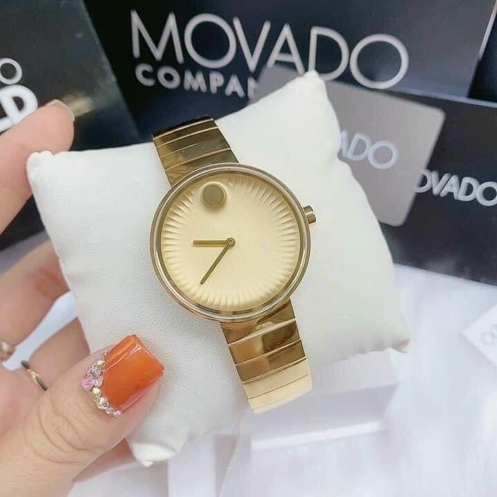 Shop Movado Edge Gold Dial Gold Steel Strap Watch for Women - 3680014 in USA