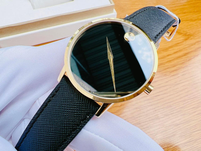 Movado Museum Classic Black Dial Black Leather Strap Watch for Men - 0607196 Buy Now By Movado