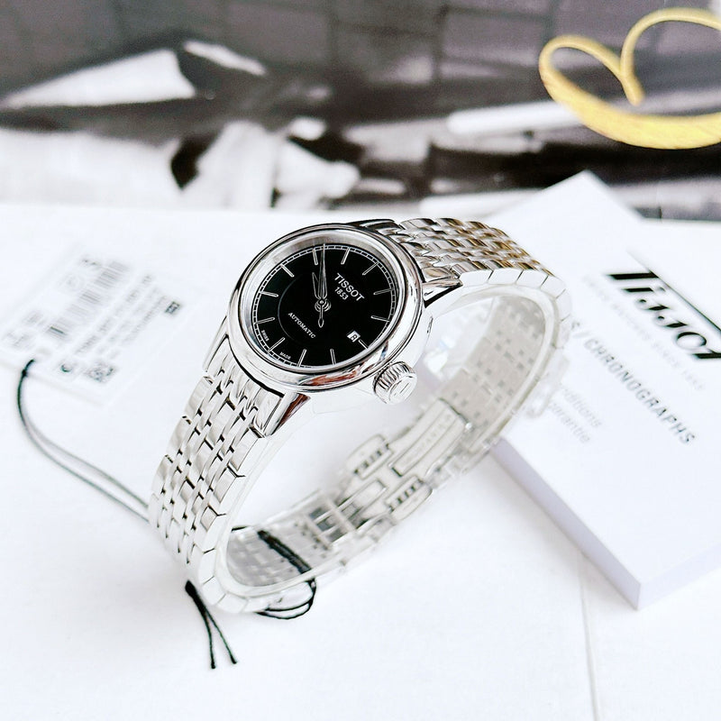 Tissot Carson Automatic Black Dial Silver Steel Strap Watch For Women - T085.207.11.051.00 Buy Now By Tissot