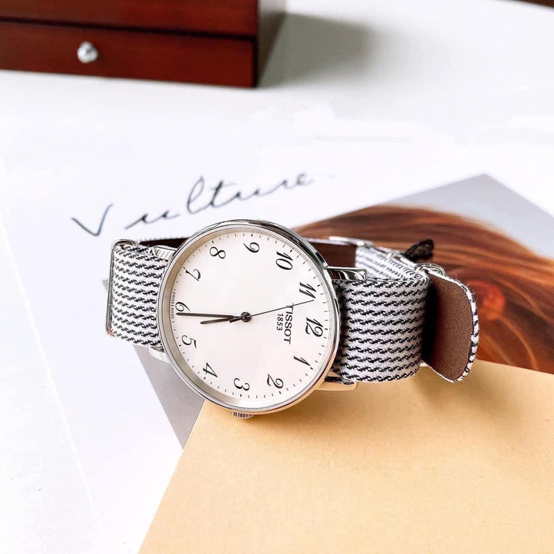Tissot T Classic Everytime Medium White Dial Two Tone NATO Strap Watch for Women - T109.410.18.032.00 Buy Now By Tissot