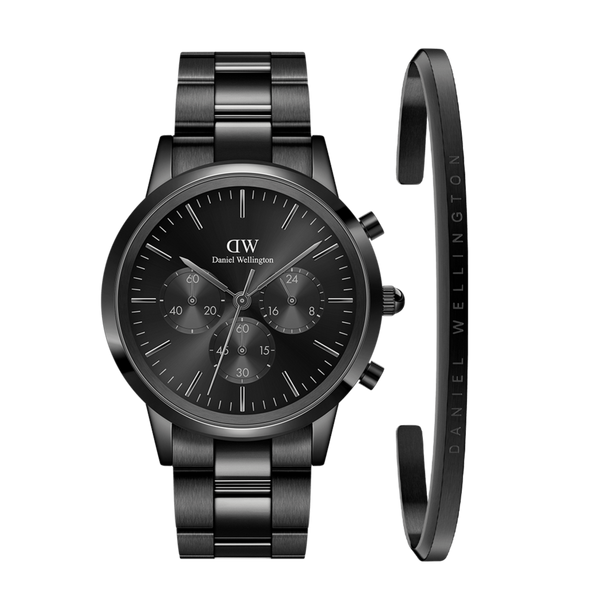 Daniel Wellington Iconic Chronograph Black Dial Black Steel Strap Watch For Men - DW00100642 Buy Now By Daniel Wellington