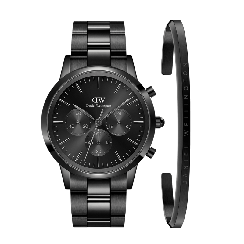 Daniel Wellington Iconic Chronograph Black Dial Black Steel Strap Watch For Men - DW00100642 Buy Now By Daniel Wellington