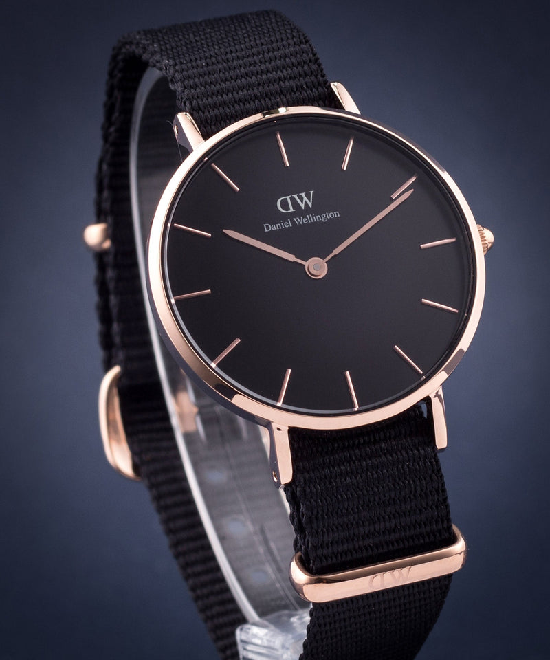 Daniel Wellington Classic Petite Cornwall Black Dial Black NATO Strap Watch For Women - DW00100215 Buy Now By Daniel Wellington