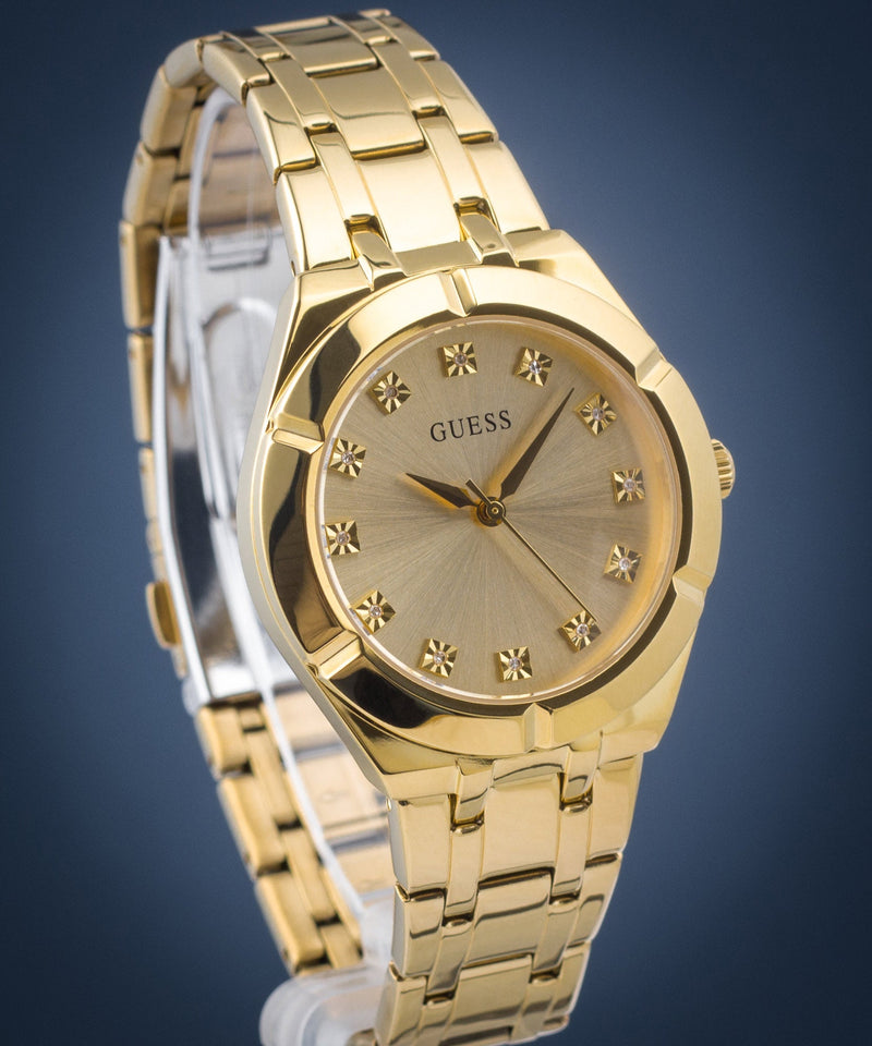 Shop Guess Crystalline Diamonds Gold Dial Gold Steel Strap Watch for Women - GW0114L2 in USA