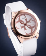 Guess G Twist White & Gold Dial White Silicone Strap Watch For Women - W0911L5 Buy Now By Guess