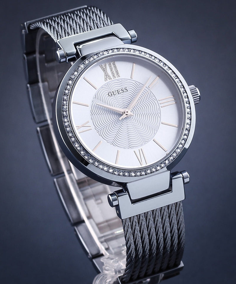 Guess Soho Diamonds Blue Dial Blue Mesh Bracelet Watch For Women - W0638L3 Buy Now By Guess